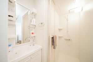 Regadera, secadora de cabello, bidet, toallas 