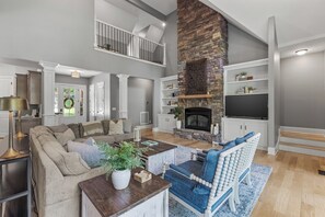 Smart TV, fireplace, video games, table football