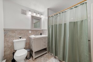Shower, hair dryer, towels, soap - The Catskill Burrow: Mystical Nature Escape Awaits w/ Sauna, SPA & Home Theater (Bloomville)