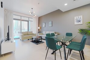Deluxe Apartment, Balcony, City View | Living area - Bellevue Residences - Downtown Dubai (Dubai)