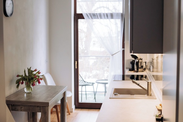 Deluxe Apartment, Balcony, City View | Private kitchen | Fridge, microwave, oven, stovetop