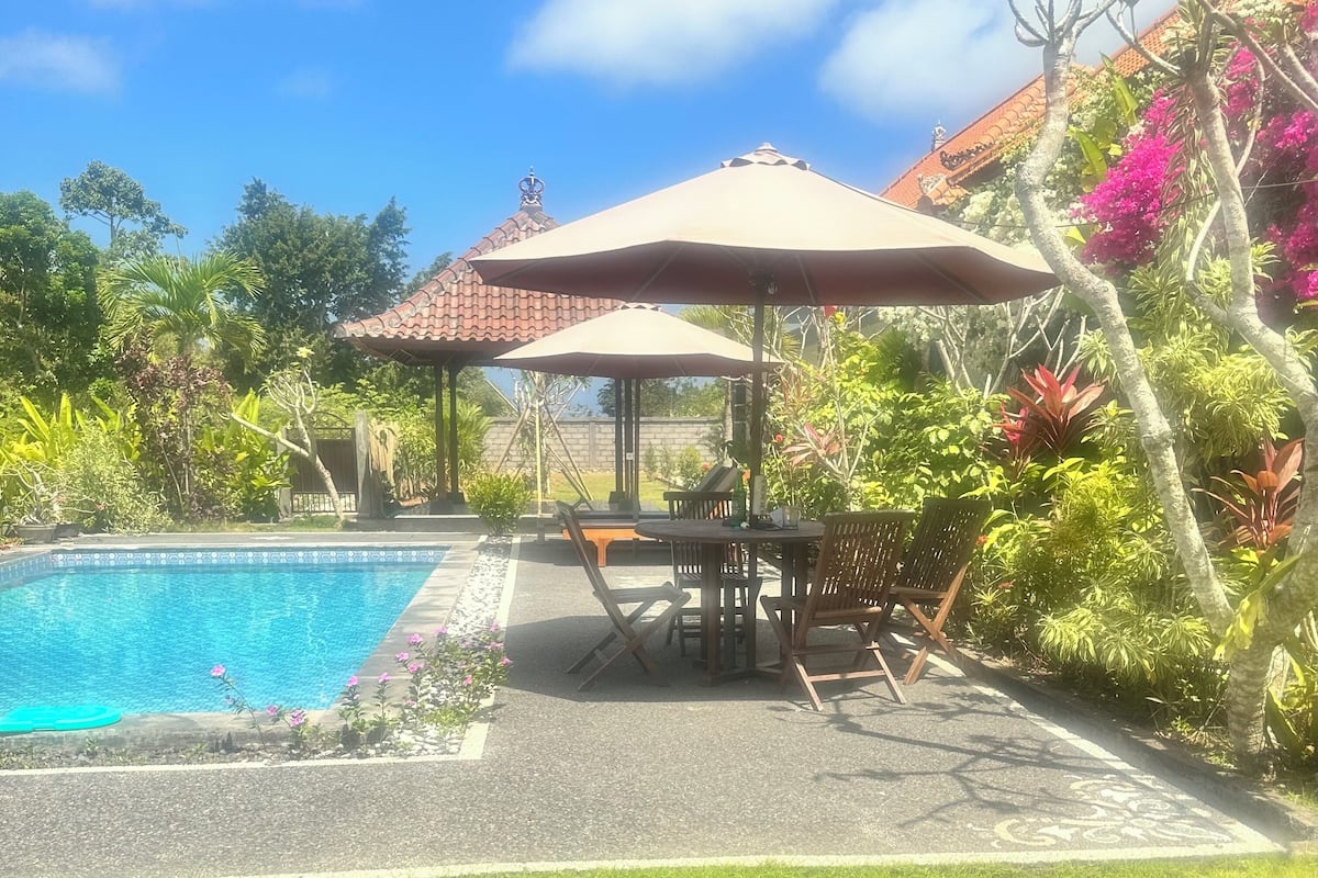 Double Room, Pool View | Desk, laptop workspace, free WiFi