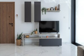 Apartment, 2 Bedrooms, Kitchen, City View | Interior - Taupe 2-BR Apt. & Balcony in Larnaca (Livadia)