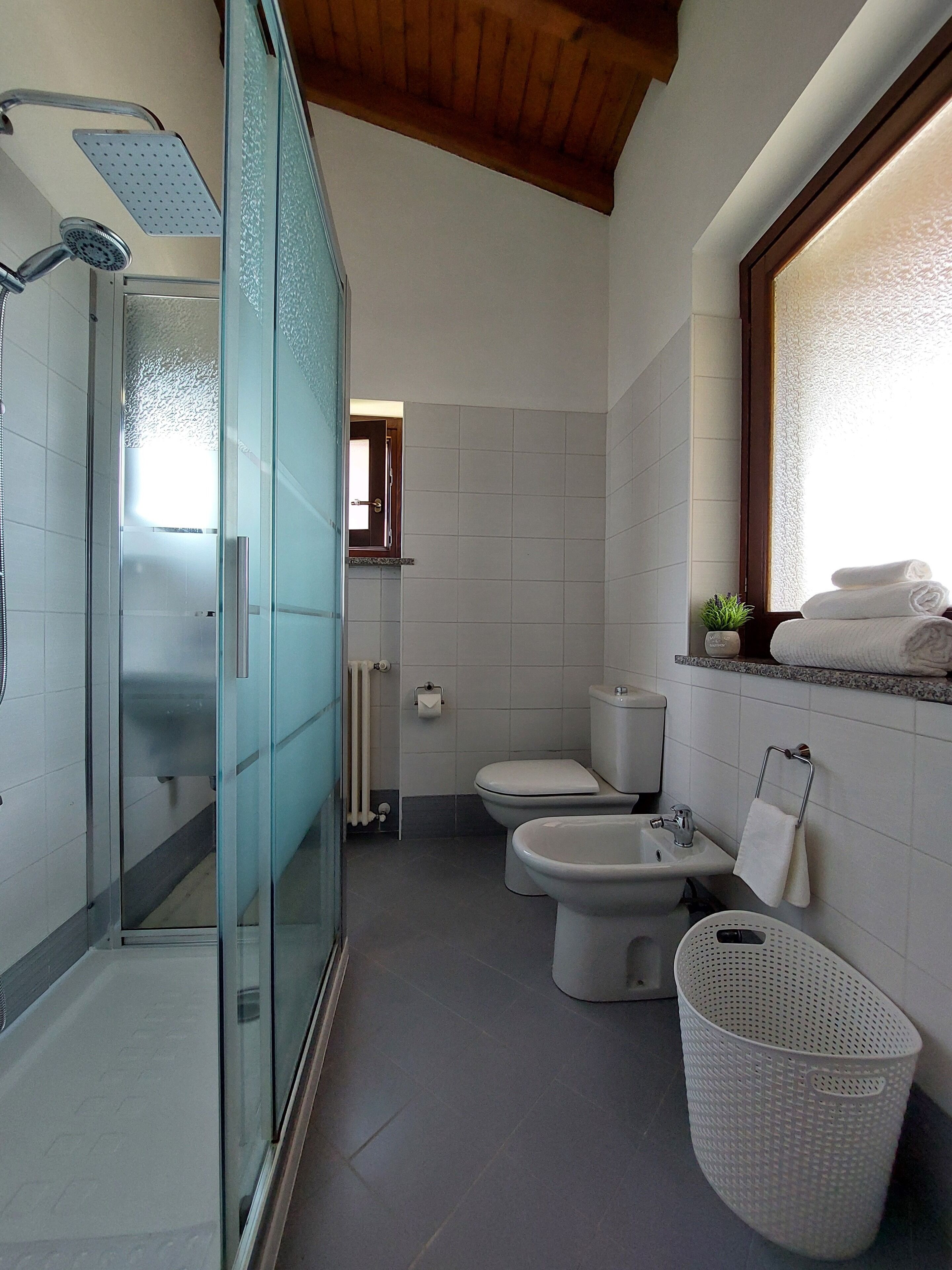 Dusche, Haartrockner, Bidet, Handtücher