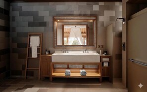 Dusj, hårføner, tøfler og håndklær