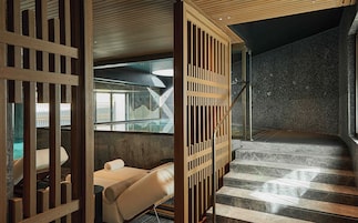 Salas de tratamiento para parejas, un sauna, una bañera de hidromasaje