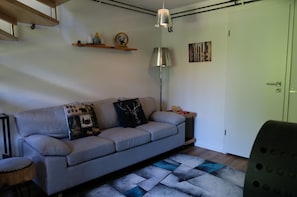 Smart TV, fireplace, video games, DVD player
