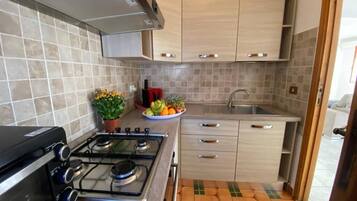 Appartamento | Cucina privata | Frigorifero con congelatore, piano cottura, pentole/stoviglie/utensili