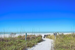 On the beach, sun-loungers, beach towels - New Listing! Beachfront Luxury at Tortuga – Indoor/Outdoor Pool - 3 BDRM (Siesta Key)