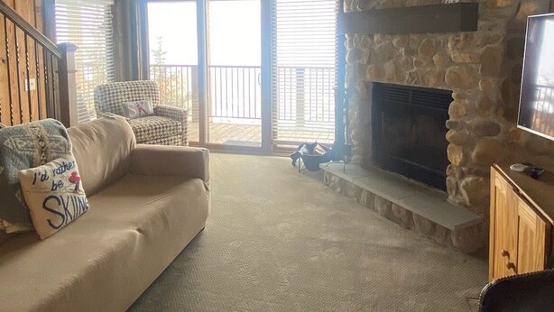 TV, fireplace - Large Slopeside Updated Condo w/ Mountain Views, Fireplace, End Unit; (Mt. Crested Butte)