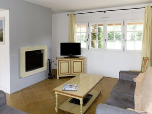 Televisión y chimenea 