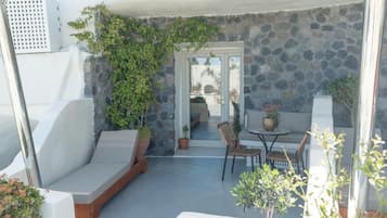 Suíte superior, vista para o mar | Terraço/pátio