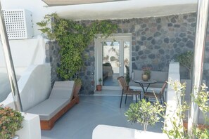 Suíte superior, vista para o mar | Terraço/pátio