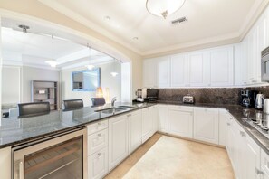 Fridge, microwave, oven, stovetop - 2BR Resort/Ocean View Residence at The Ritz Carlton Resort (Seven Mile Beach)