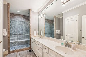 Shower, towels - Wild Horses -- Gorgeous Pet Friendly home in Corolla Bay (Corolla)