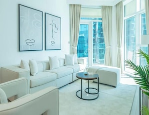 55-inch Smart TV with cable channels - Elegant High Floor 2BR Urban Oasis (Dubai)