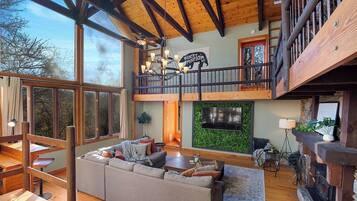 TV, fireplace, video games, DVD player