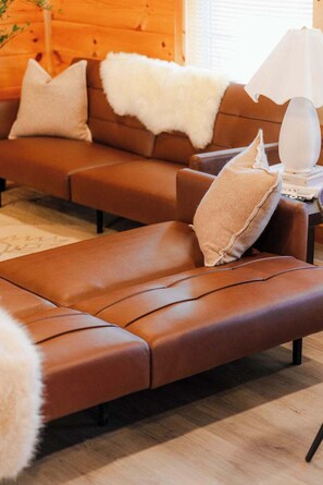 Cabin, Multiple Beds, Patio (Cedar Villa) | Living area - Cedar Wrapped Cozy Villa Cabin - 4 Miles From Trails (Laurelville)