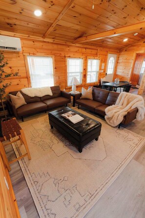 Cabin, Multiple Beds, Patio (Cedar Villa) | Living area - Cedar Wrapped Cozy Villa Cabin - 4 Miles From Trails (Laurelville)