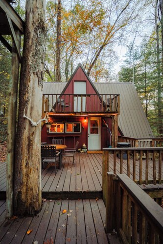 Waterfront A- Frame With Dock, Canoe + Kayaks