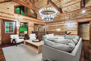 Luxury Cabin, Mountain View | Living room | 43-inch Smart TV with digital channels, fireplace - Big Chief Lodge (Sevierville)