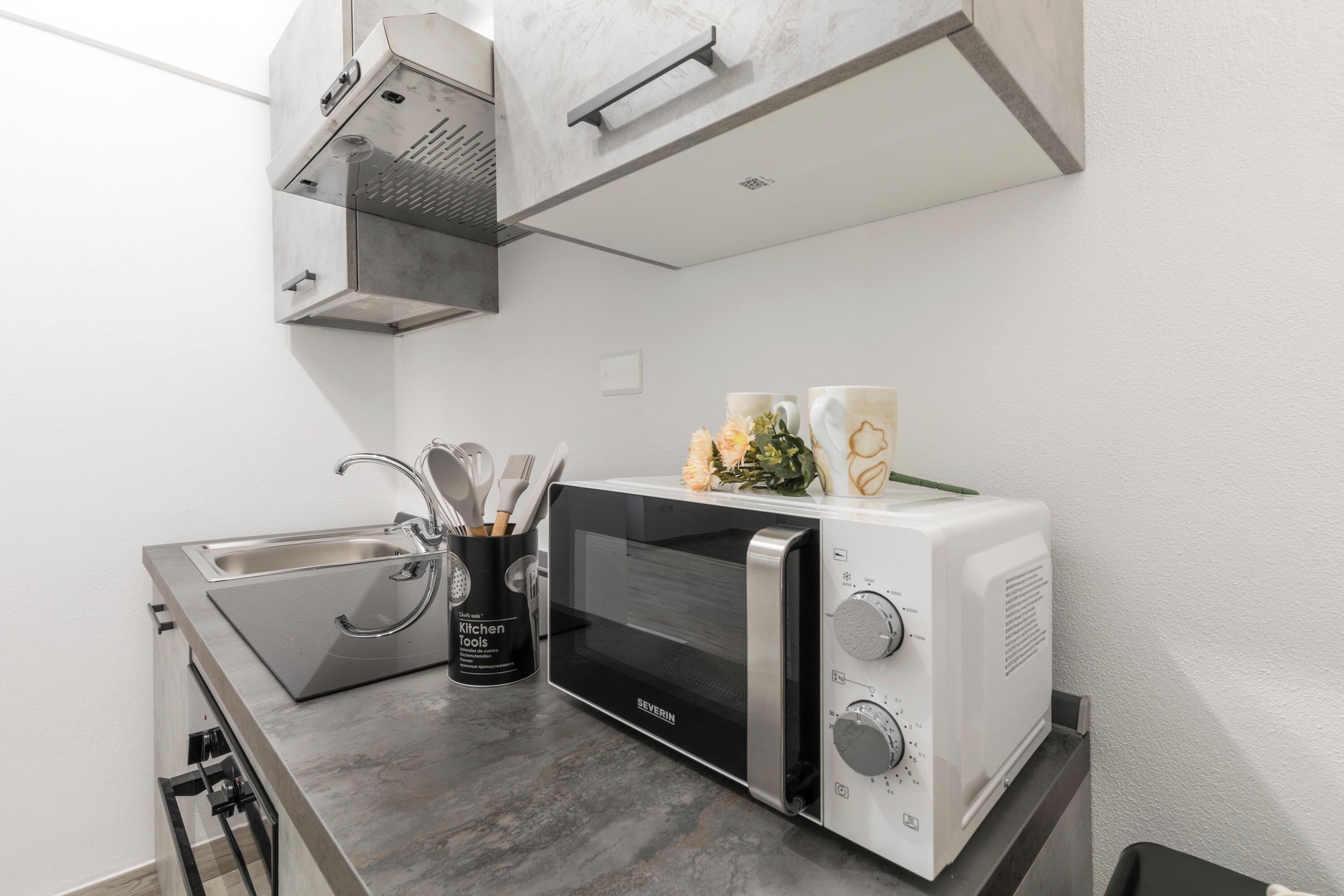 Frigorifero, microonde, forno, piano cottura