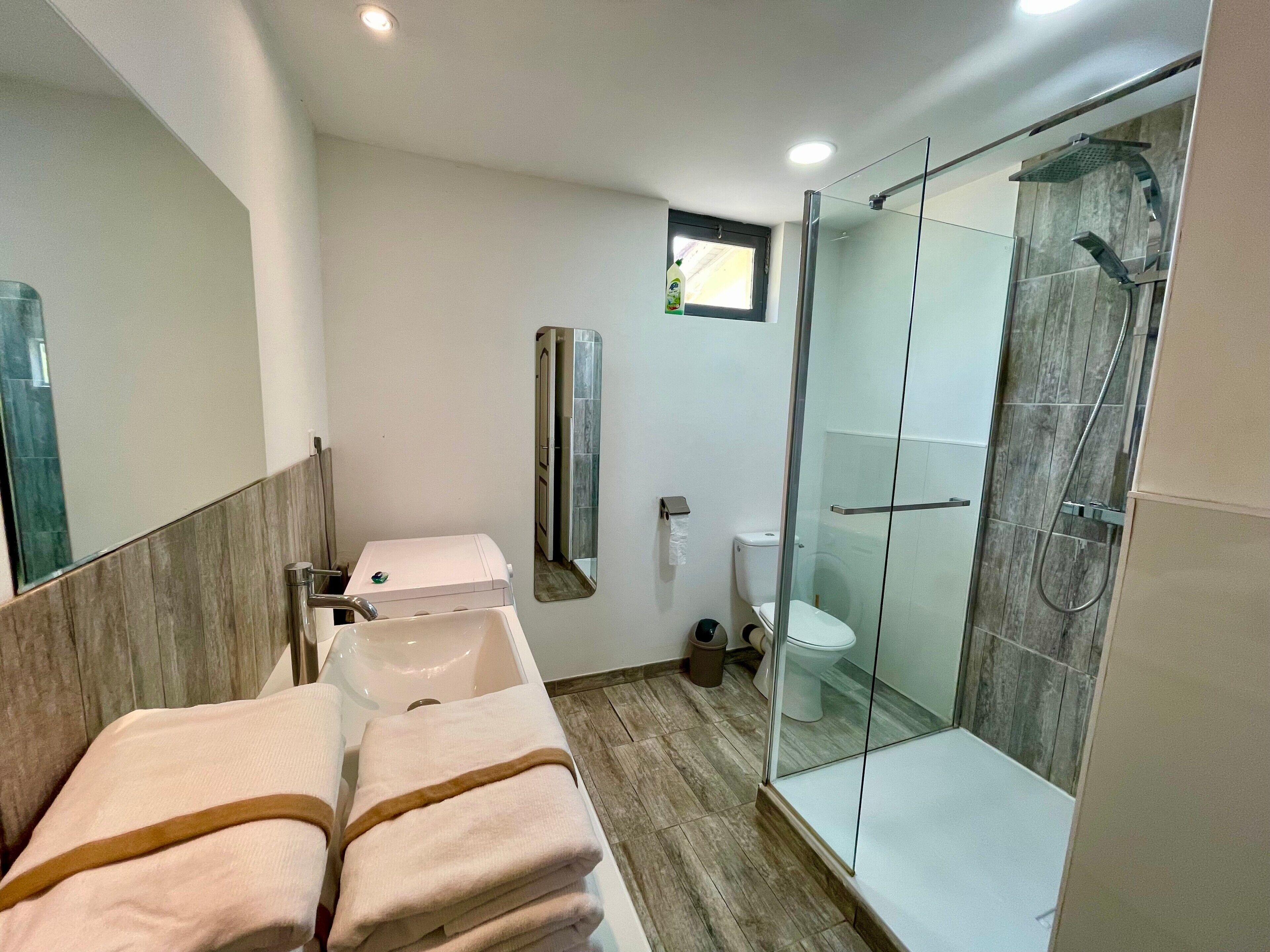 Shower, hair dryer