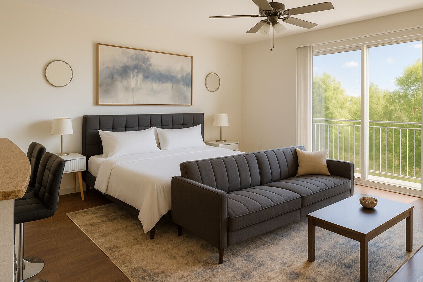 1 soverom, skrivebord, reiseseng for barn og wi-fi