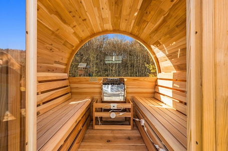 Sauna. Asheville Family Retreat: Hot Tub, Sauna, Arcade, Sleeps 14