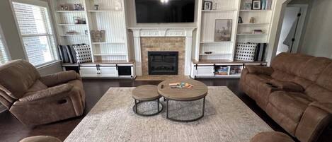 Smart TV, fireplace, video games