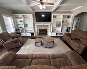 Smart TV, fireplace, video games