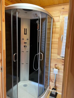 Hair dryer, towels, toilet paper