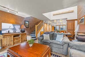TV, fireplace - Ski Vibes + Summer Fun, Pool & Hot Tub & A/C (Park City)