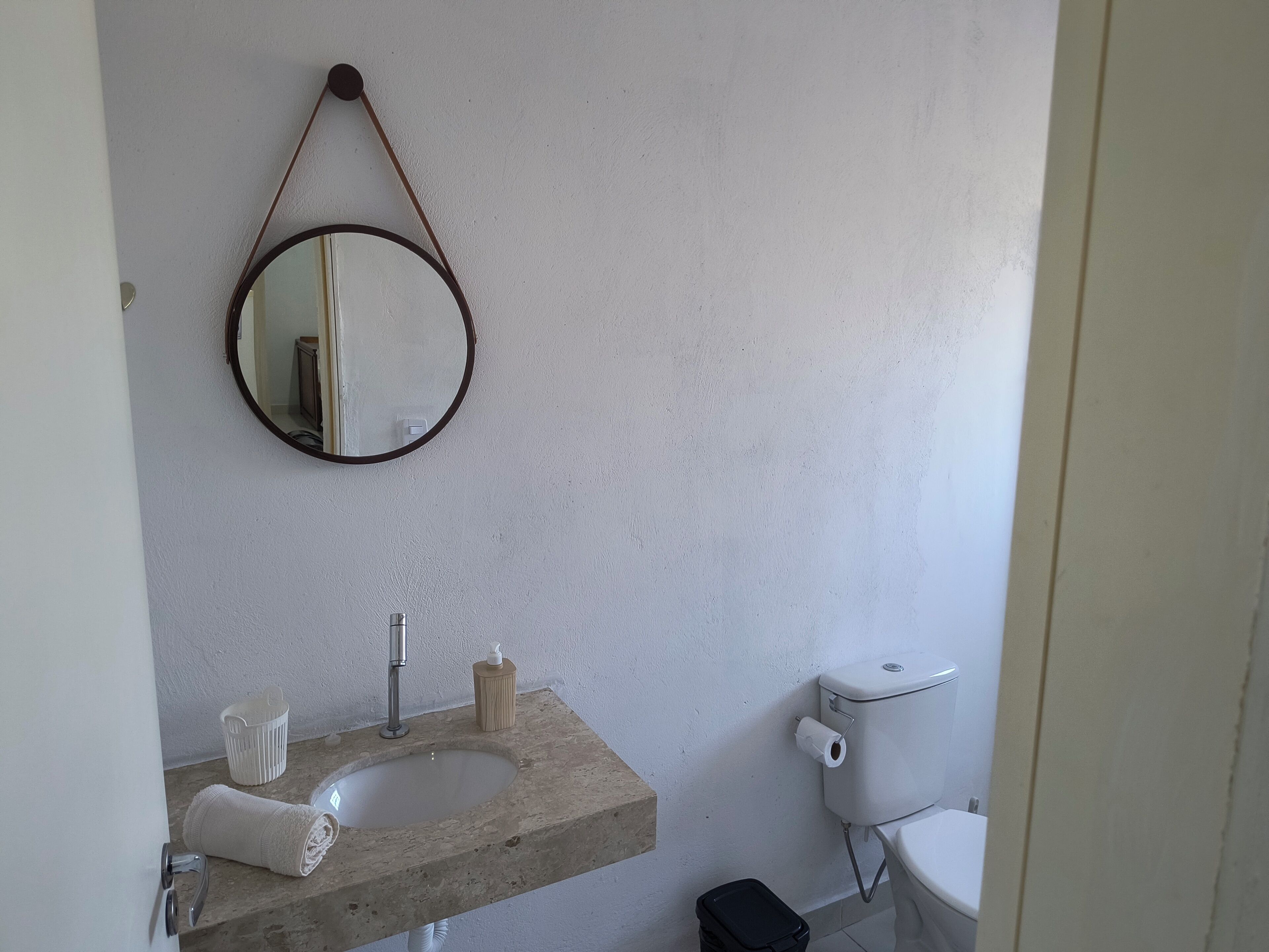 Shower, towels, soap, toilet paper