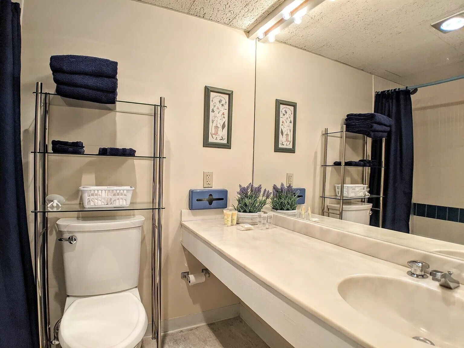 Hair dryer, towels