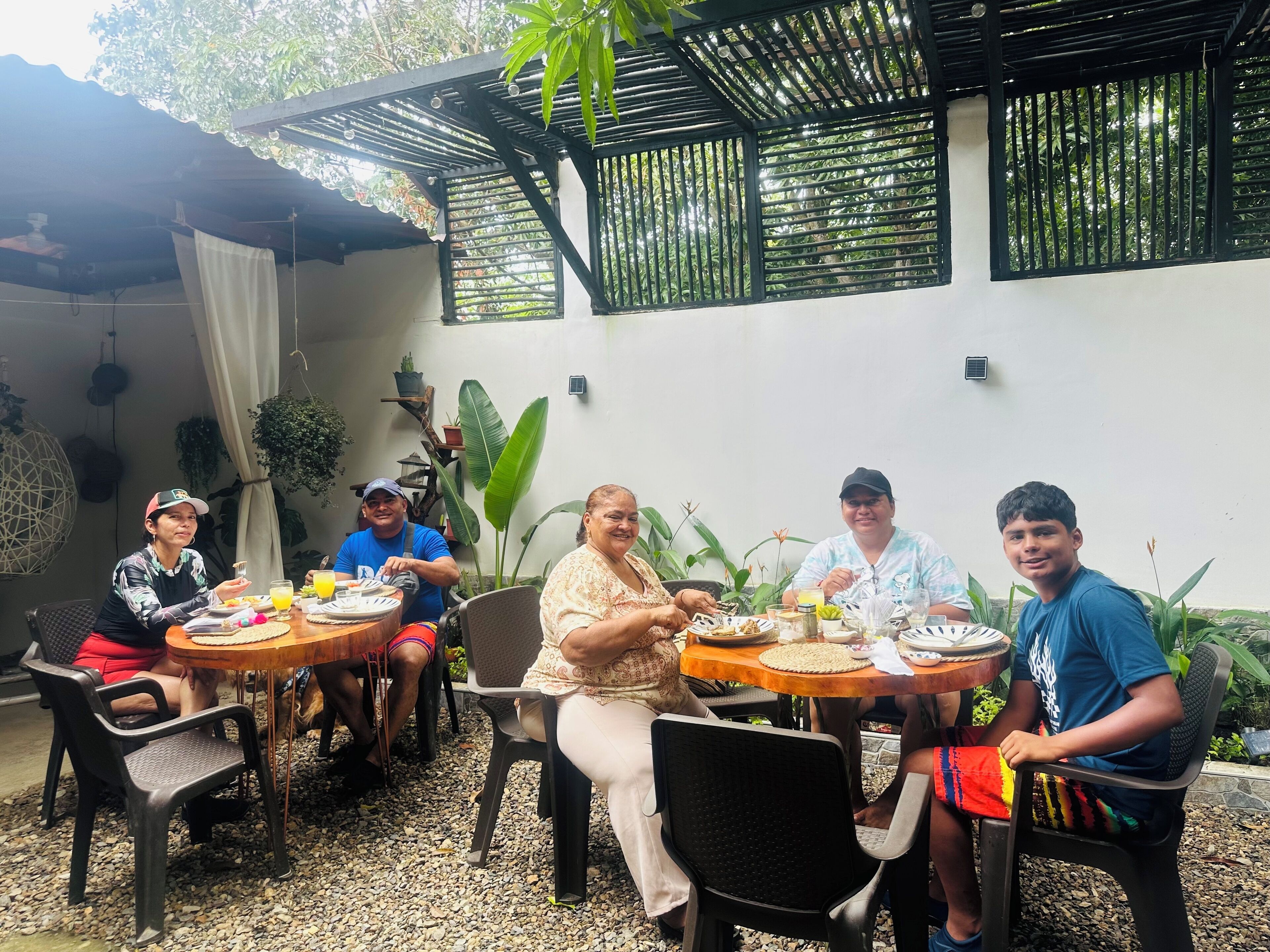 Quadruple Room, Multiple Beds, Balcony, Garden View | Outdoor dining