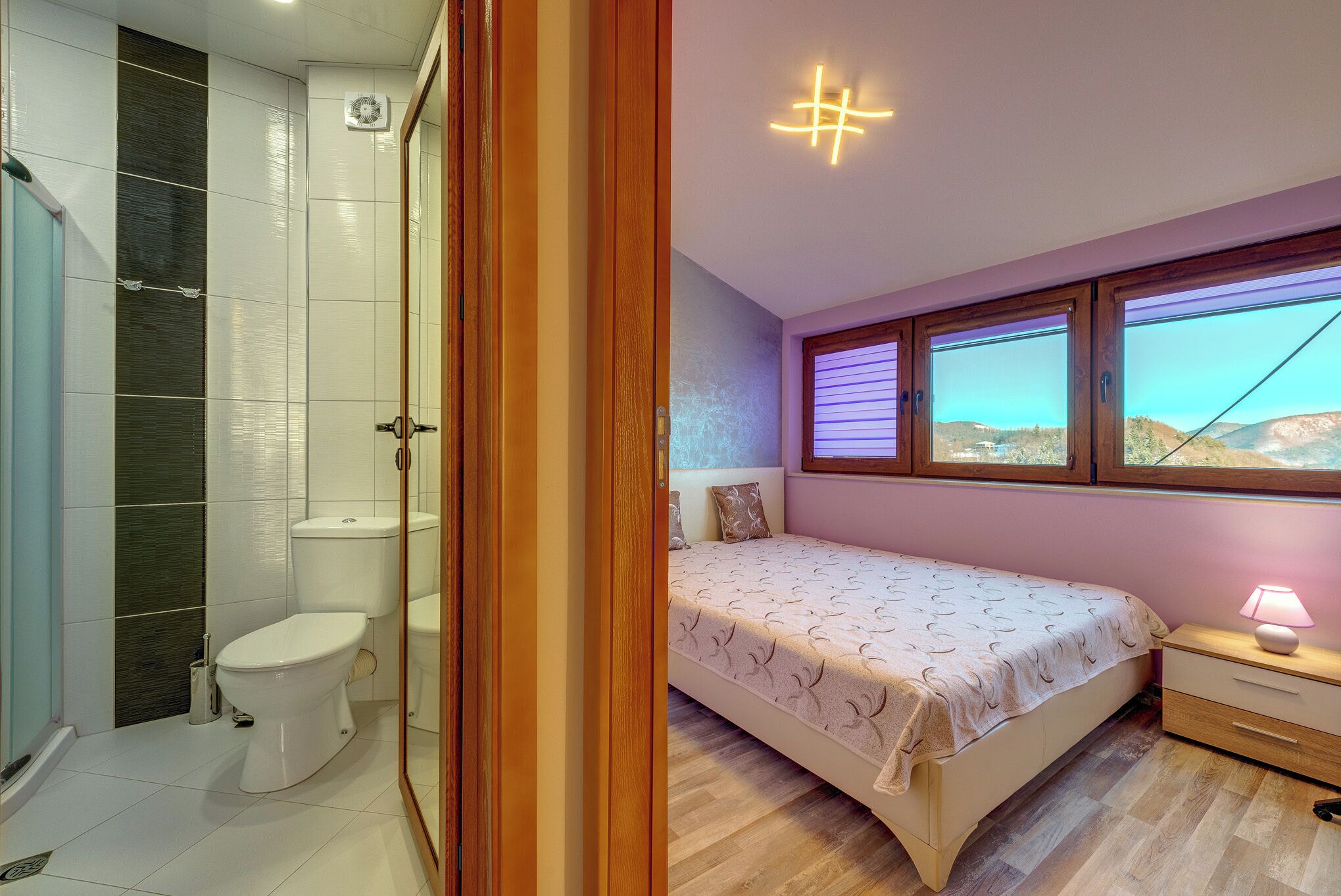 Shower, free toiletries, hair dryer, slippers