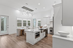 Fridge, microwave, oven, stovetop - 30A Turtle Cove Retreat Modern 8BR with Private Pool, Bikes, and Golf Cart (Santa Rosa Beach)