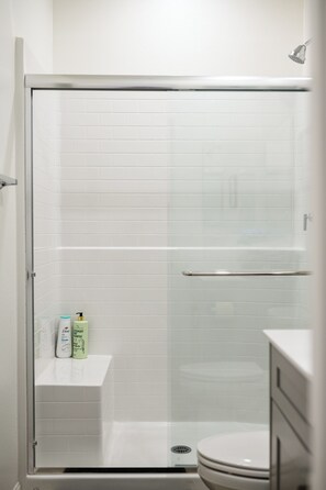 Regadera, secadora de cabello, bidet, toallas 