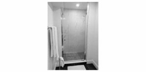 Shower, hair dryer, towels, soap - Ravine Retreat – Private 1-Bedroom Apartment, North York (Toronto)