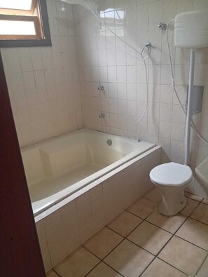 Regadera, tina de hidromasaje, secadora de cabello 