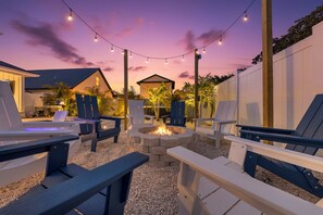 Terrace/patio - Modern Beach Getaway: Walk to Beach, Heated Pool, Hot Tub, Mini-Golf, Playground (St. Augustine)