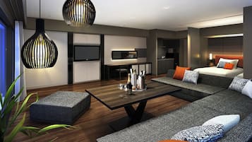 Safe på rommet, skrivebord, strykejern/-brett og wi-fi (inkludert)