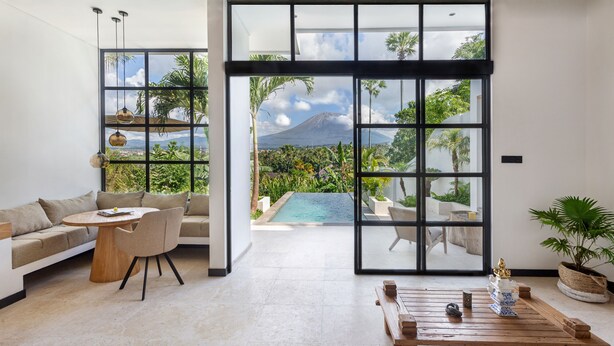 Villa – deluxe, 2 soverom, privat basseng, fjellutsikt | Oppholdsområde