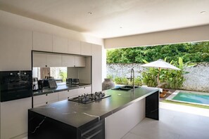 Fridge, microwave, oven, stovetop - Airies Zen 3BR Luxury 10m Pool Villa - Uluwatu (South Kuta)