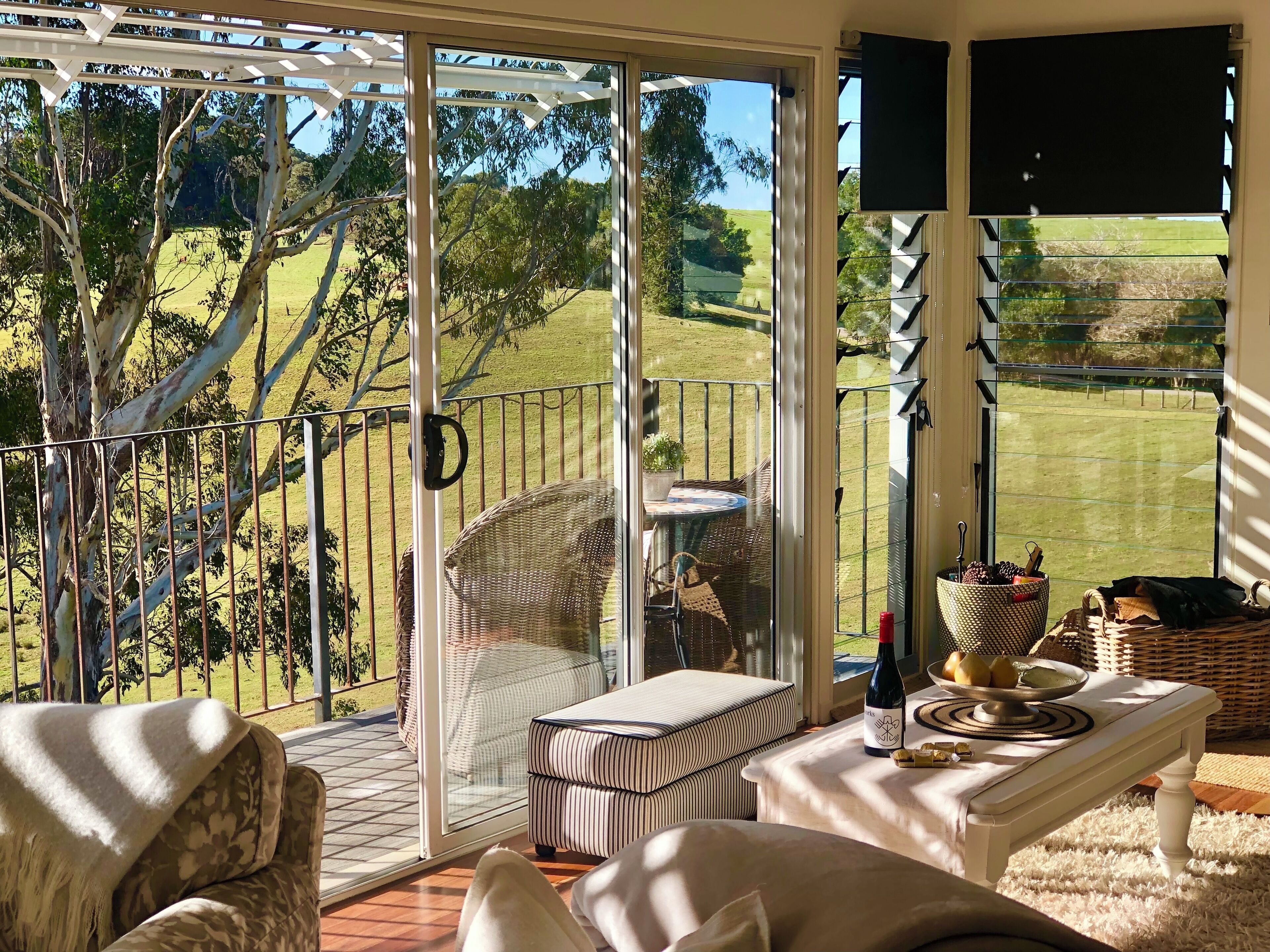 Looking to the farm views from living area. 