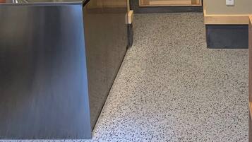 Fridge, microwave, stovetop, cookware/dishes/utensils