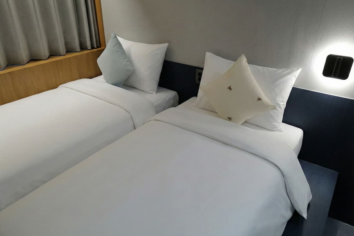 Habitación con 2 camas individuales | Cortinas blackout, tabla de planchar con plancha y wifi gratis