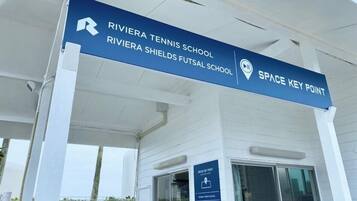 The entrance to Riviera Tennis School and Riviera Shields Futsal School, marked as a space key point.