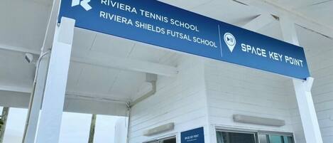 The entrance to Riviera Tennis School and Riviera Shields Futsal School, marked as a space key point.